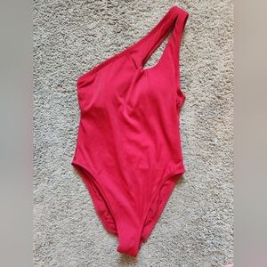Shade & Shore Red One Shoulder One Piece Swimsuit